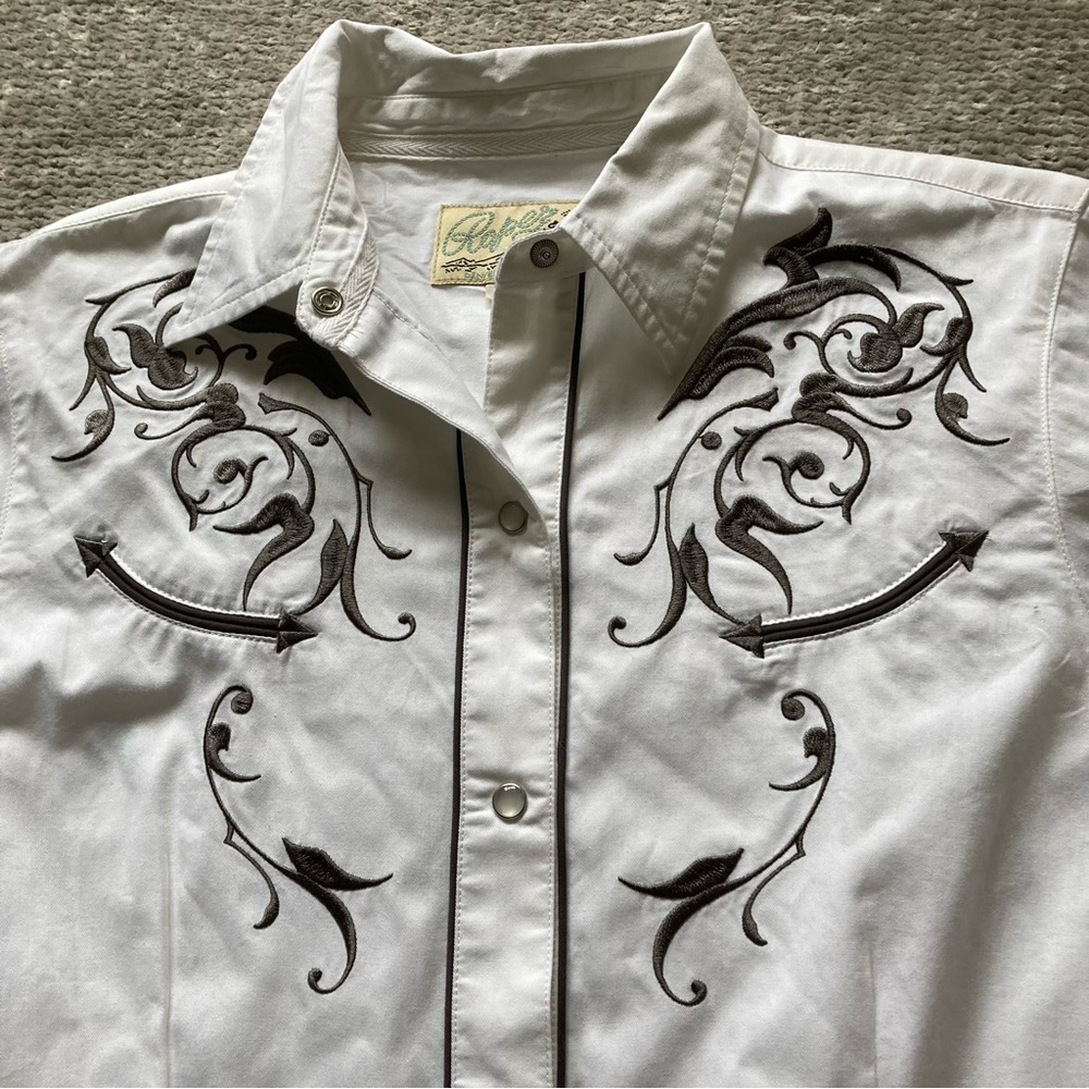 Women’s Vintage Roper Embroidered Western Pearl Snap Button Down Rodeo Neutral M - Picture 2 of 9